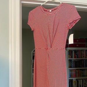 Red and White Striped Comfortable T Shirt Dress